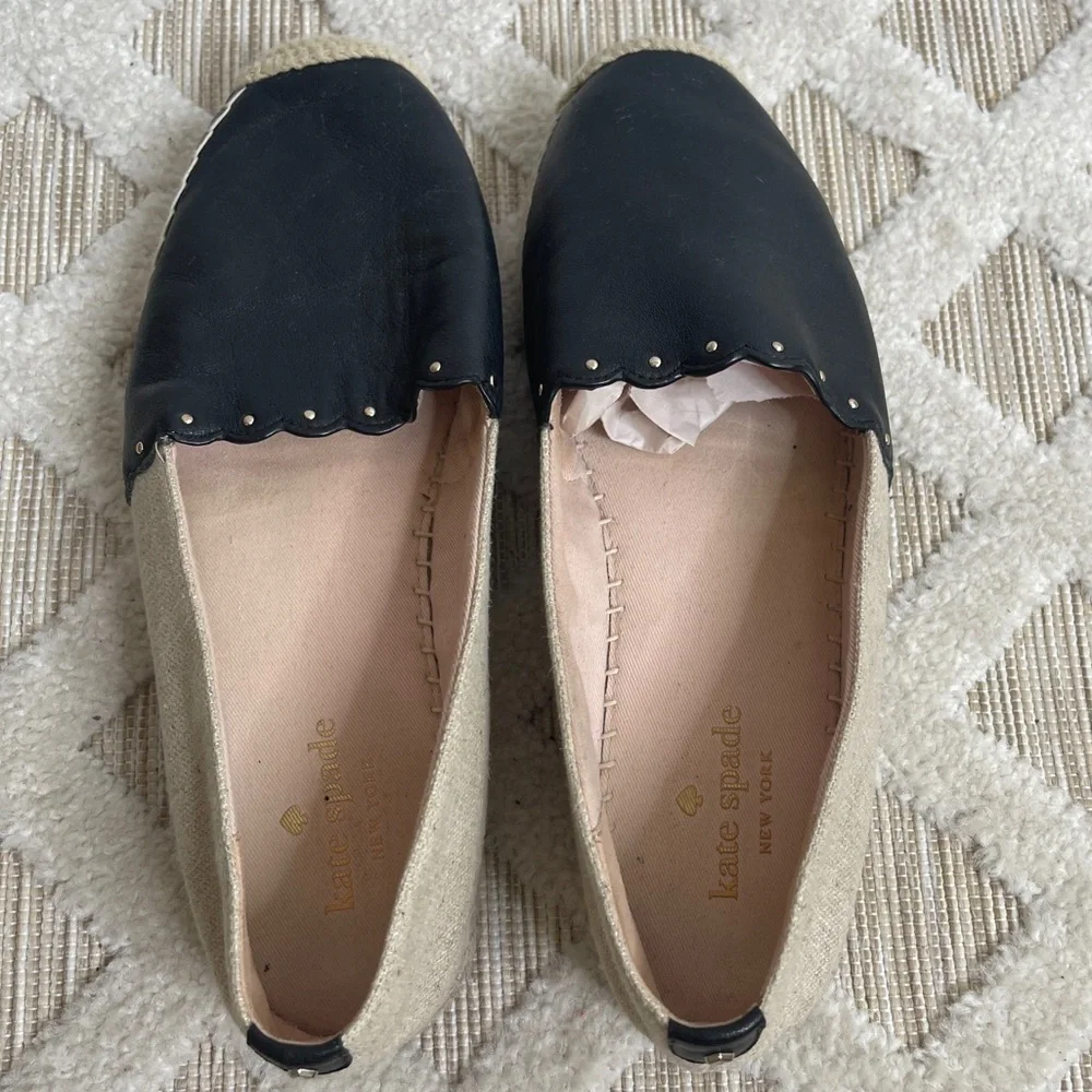 Kate Spade Gardenia Espadrilles Natural/Black Size 9.5